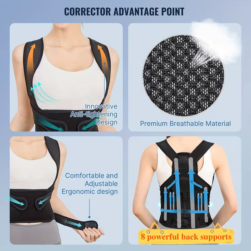 Women And Men, Adjustable Back Posture Belt, Back Brace for Posture for Women, Posture Brace Provides Support And Shape for Neck