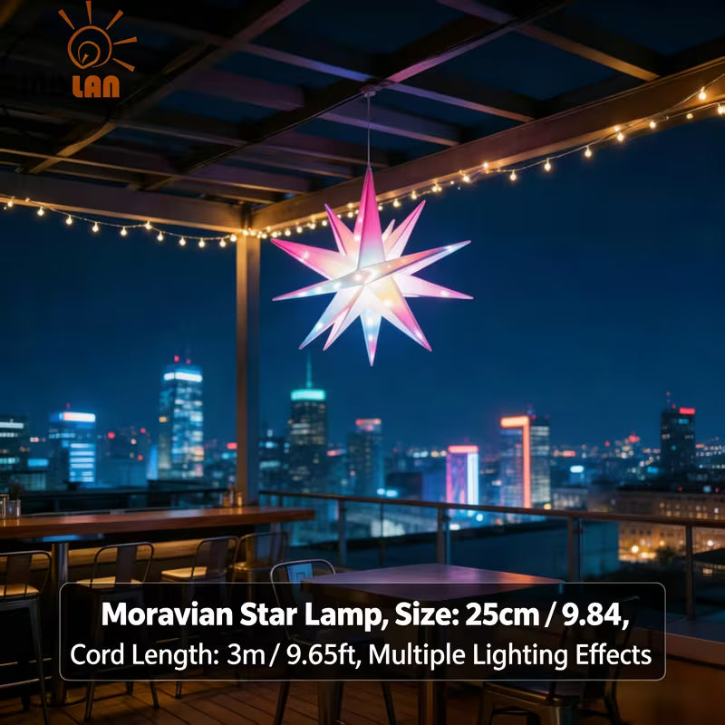 RGB Moravian Star Hanging Lights with 28+ Lighting Modes. USB Powered LED Star Lights, Perfect Decorative Lighting for Bedroom, Office, Wedding, Festival, Party, Porch and Home Decor, Great Gift Choice.