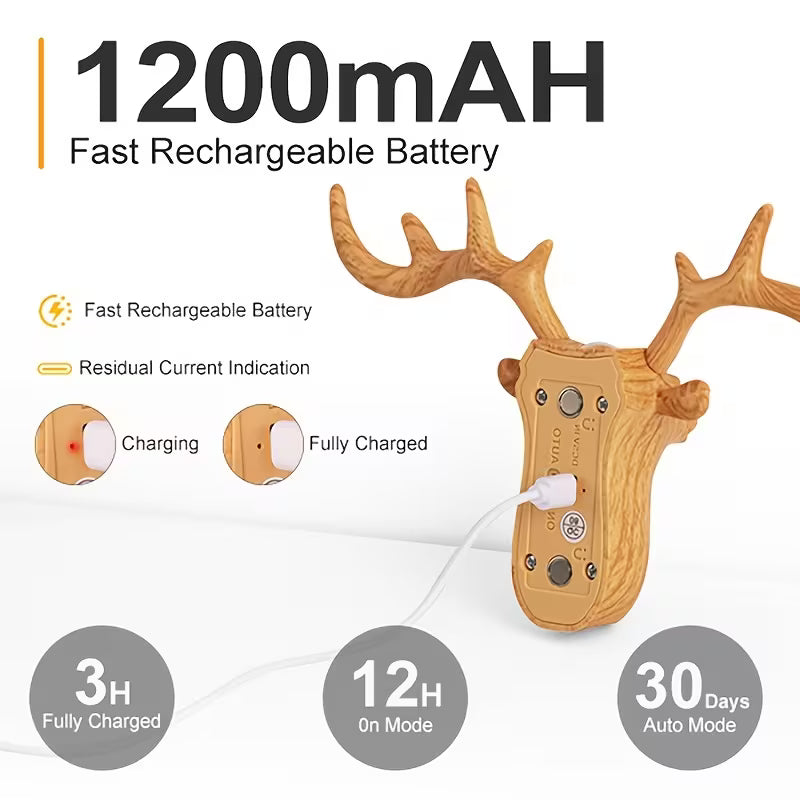 Smart LED Deer Wall Lamp with Touch Dimming and Motion Sensor, 1200mAh USB Rechargeable Night Light, Wireless Magnetic Wall Light, Suitable for Stairs, Porch, Corridor, Cabinets, Living Room, and Bar Cabinet