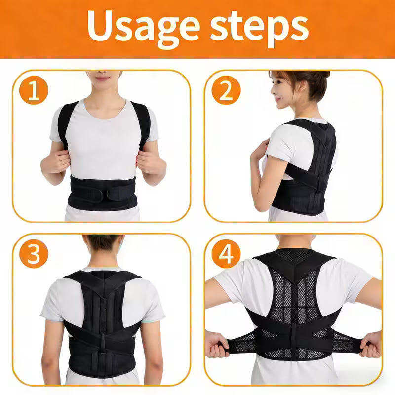 Upgraded Unisex Adjustable Posture Corrector Back Support - Lumbar Support Belt with Adjustable Shoulder Straps And Thickened Pads, Breathable Non-Slip Design, Suitable for Lower Back, Spine, Men And Women (Sitting, Standing, Traveling)