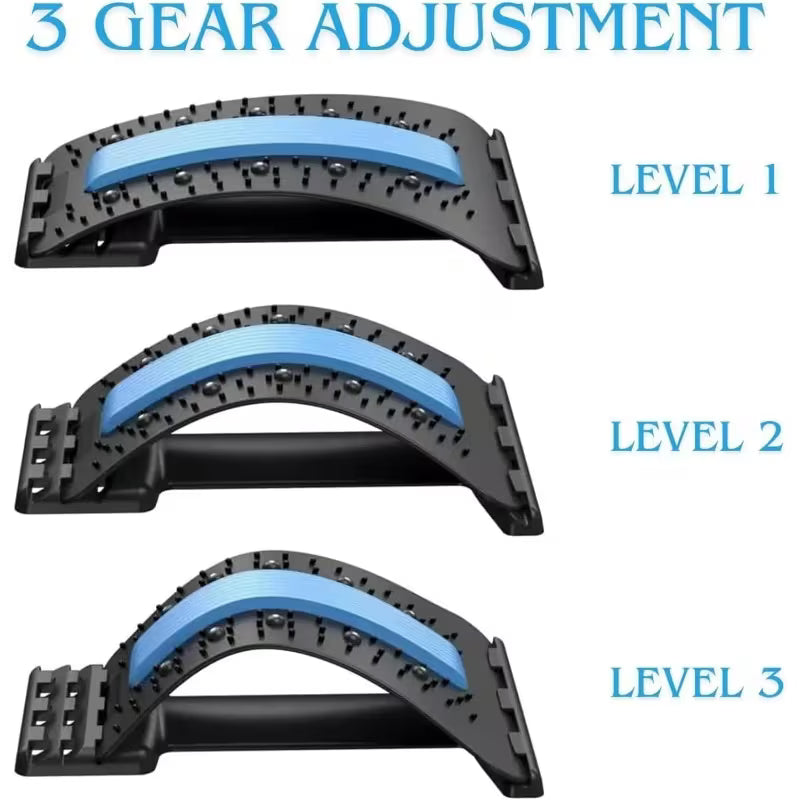 4-Level Adjustable Back Stretcher And Posture Corrector. Ergonomic Lumbar Support with Massage Function, Safety Grip, Suitable for Upper And Lower Back, Office, Car, Home Use, Back Stretcher, Posture Correction, Durable Construction