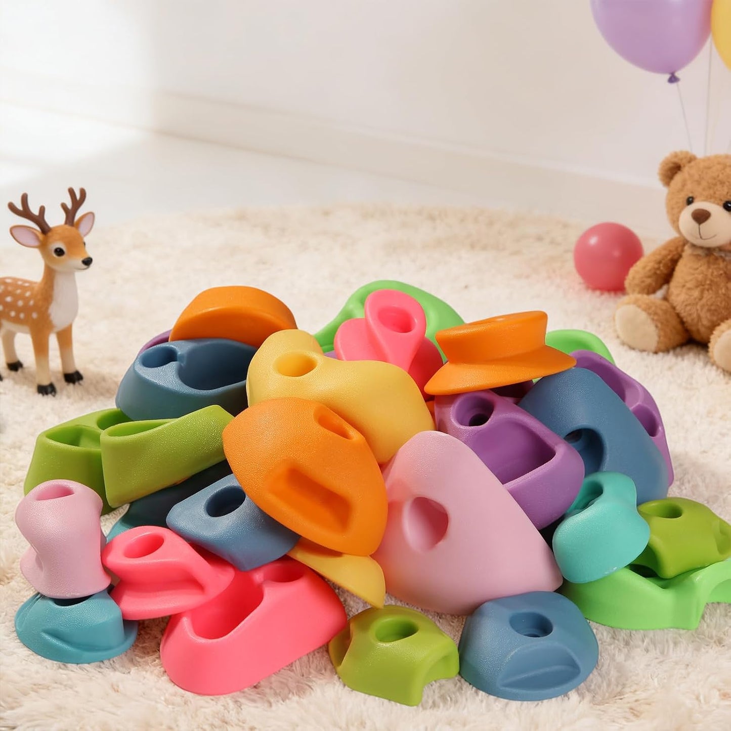 20 PCS Rock Climbing Holds for Kids,Rock Climbing Wall Grips Climbing Rocks Wall Kit for Indoor and Outdoor Playground Play Set with Hardware(Pastel Color