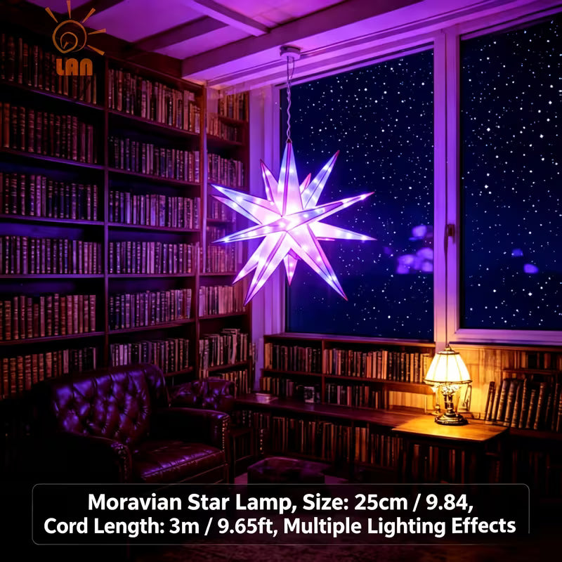 RGB Moravian Star Hanging Lights with 28+ Lighting Modes. USB Powered LED Star Lights, Perfect Decorative Lighting for Bedroom, Office, Wedding, Festival, Party, Porch and Home Decor, Great Gift Choice.