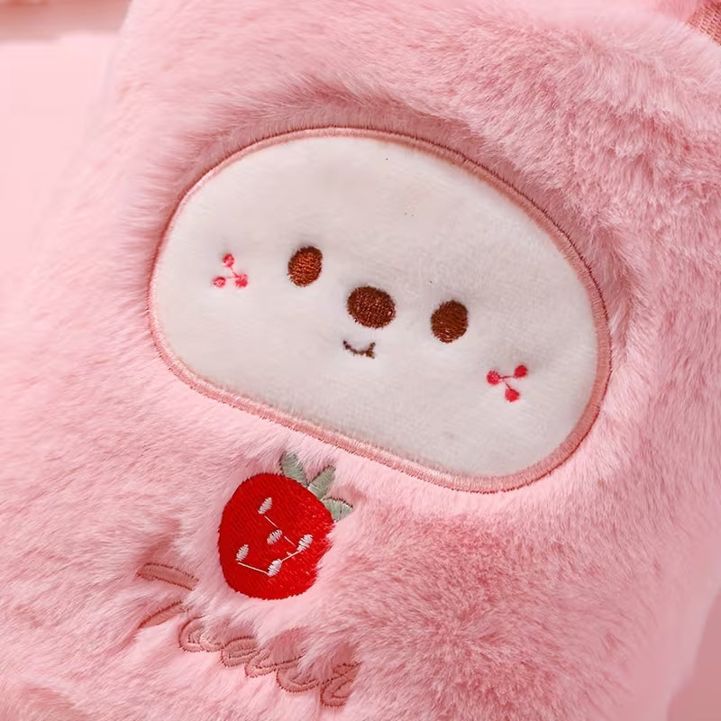 33.81oz Warm Water Bottle with PVC Inner Liner, Cute Plush Animal Design, Removable and Portable Menstrual Warming Bag for Hands and Feet, Fast Heating and Long-lasting Heat Retention