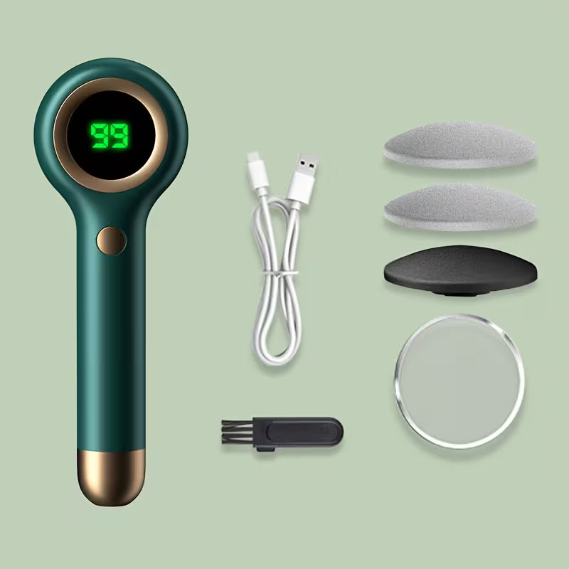 Rechargeable Electric Foot Remover Kit - Pedi Tools For Feet Care With 3 Interchangeable Heads, 2 Speeds, And Dander Vacuum Cleaner - Professional Foot Care Solution For Smooth And Soft Feet