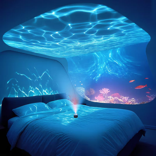 [Room Decoration] Ripple Wave Projection Light, USB Powered, Remote Adjustable, Ceiling Atmosphere Light, Suitable as Bedroom Night Light, Holiday Gift, Mood Lighting, Party Decoration. USB-powered, No Batteries Included