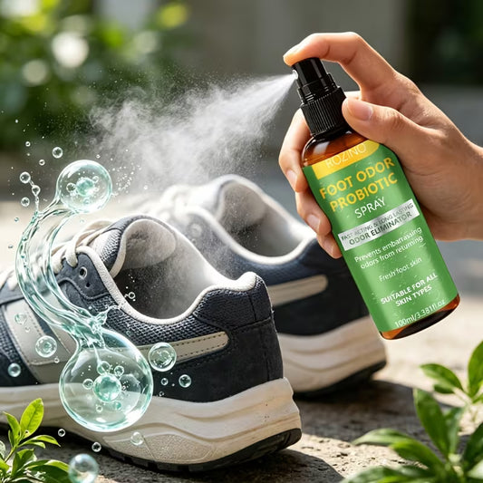 3.38oz Foot Deodorant Probiotic Spray, Fast-acting and Long-lasting Deodorant That Prevents Embarrassing Odors from Reappearing. Suitable for Stubborn Foot, Sock, and Shoe Odors.