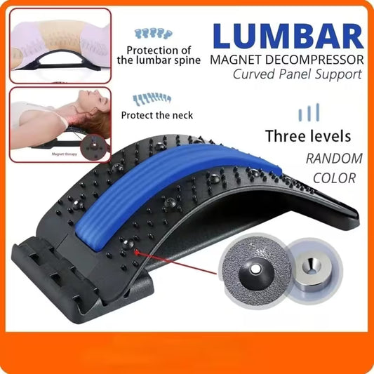 4-Level Adjustable Back Stretcher And Posture Corrector. Ergonomic Lumbar Support with Massage Function, Safety Grip, Suitable for Upper And Lower Back, Office, Car, Home Use, Back Stretcher, Posture Correction, Durable Construction