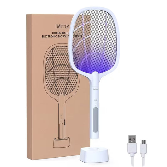 2-In-1, 6-In-1, 1pc Rotating Head Rechargeable Mosquito Swatter with Telescopic Extension Rod, Electric Fly Swatter Racket, Insect Repellent Racket, Indoor Insect And Fly Repellent Device, Insect And Fruit Fly Repellent Device