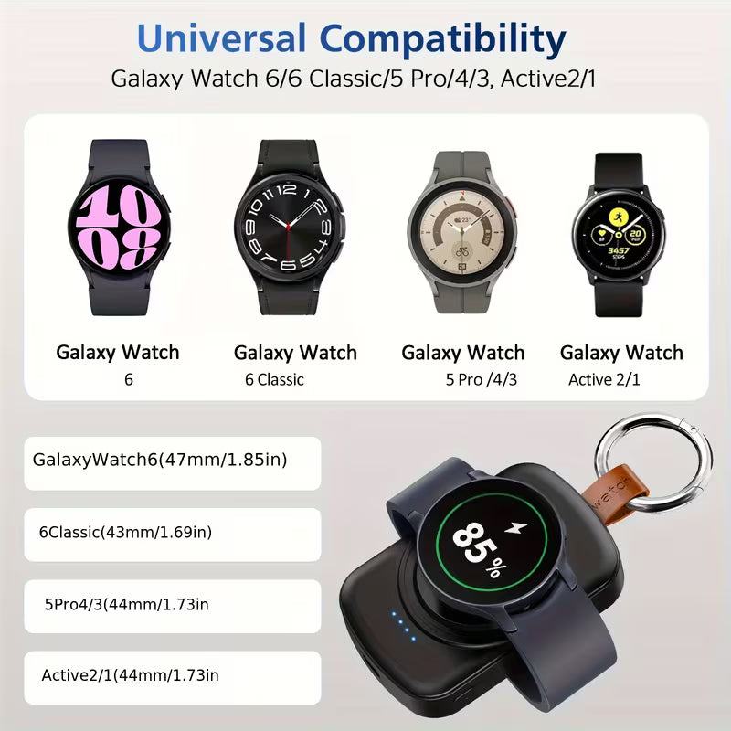 X-27SX for Samsung Galaxy Watch Charger, 1800Mah Portable Charger for Samsung Galaxy Watch 7/Ultra/6/6 Classic/5/5 Pro/4/3, Active 2/1, Wireless Magnetic