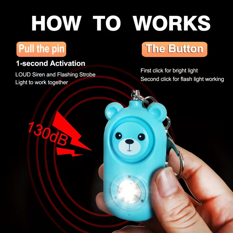 Personal Safety Alarm for Women | 130dB Loud Alarm with LED Safety Light, Rechargeable via USB, Lithium Polymer Battery