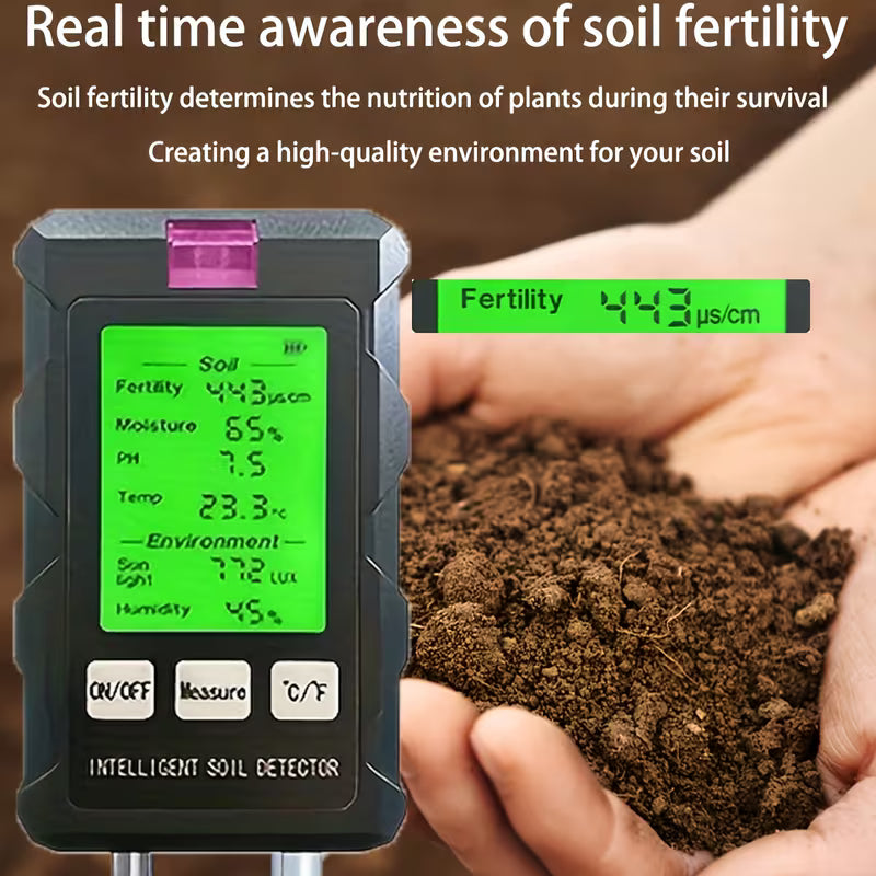6-In-1 Multifunctional Soil Analyzer, Temperature, Light, Ph, And Humidity Measuring Tool