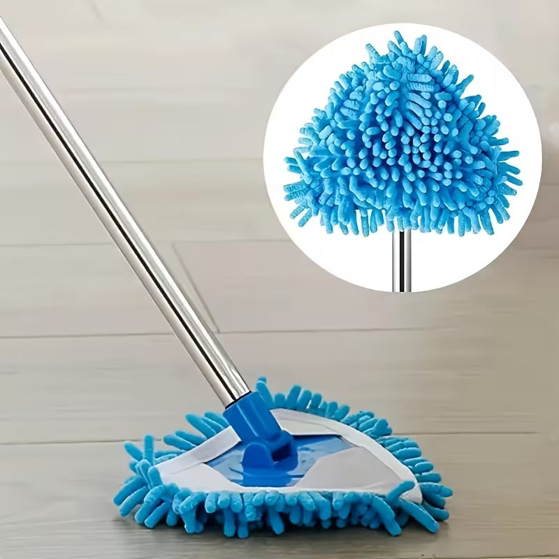 4pcs Triangle Cleaning Mop with Telescopic Handle - Suitable for Dusting Ceilings, Walls, and Floors in Living Rooms, Bedrooms, Outdoors, Bathrooms, and Kitchens - No Dead Angles, Resin Head, Plastic, Manual Operation, Ideal Christmas and