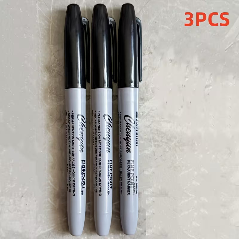 3/6pcs Fine Point Permanent Markers - Quick Drying 1Mm Fine Tip, Black Ink for Office, School, Art, Labeling - Suitable for Professionals, Students, Gift Wrapping - Durable Permanent Markers, School Supplies, Fashion Design