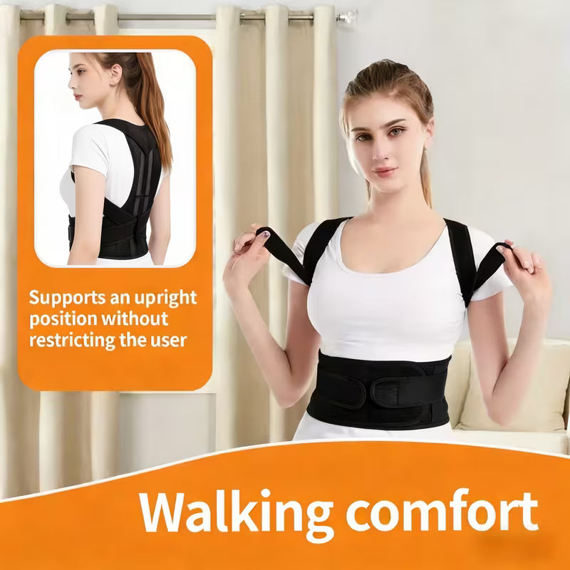 Upgraded Unisex Adjustable Posture Corrector Back Support - Lumbar Support Belt with Adjustable Shoulder Straps And Thickened Pads, Breathable Non-Slip Design, Suitable for Lower Back, Spine, Men And Women (Sitting, Standing, Traveling)