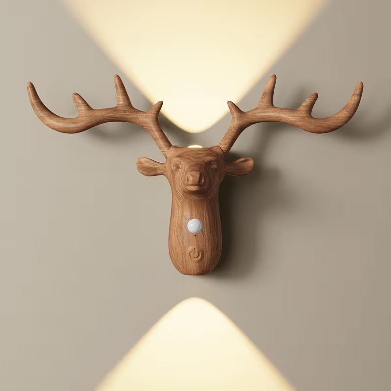 Smart LED Deer Wall Lamp with Touch Dimming and Motion Sensor, 1200mAh USB Rechargeable Night Light, Wireless Magnetic Wall Light, Suitable for Stairs, Porch, Corridor, Cabinets, Living Room, and Bar Cabinet
