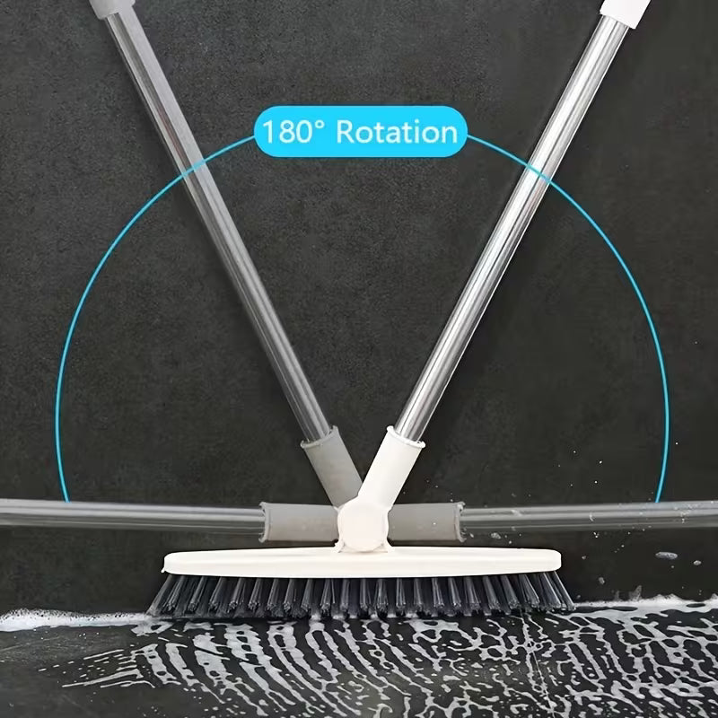 Household Long-handle Stiff Bristle Brush Set, Ideal for Cleaning Floors in Bathrooms, Restrooms, Living Rooms, Bedrooms, and Kitchens, Effectively Reaching Hard-to-reach Areas Such as Tile Grout. Comes with a Hook
