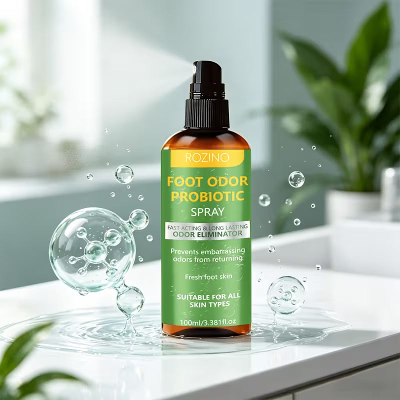 3.38oz Foot Deodorant Probiotic Spray, Fast-acting and Long-lasting Deodorant That Prevents Embarrassing Odors from Reappearing. Suitable for Stubborn Foot, Sock, and Shoe Odors.