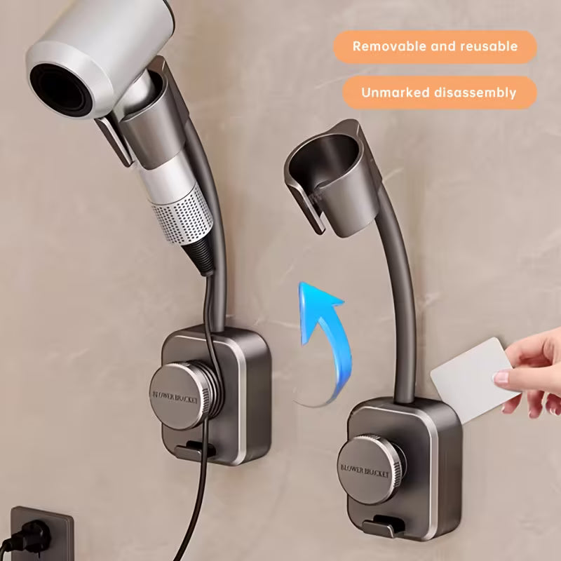 Musurjoy 1/2pcs Suction Cup Hair Dryer Holder - Metal Swivel Wall Mount, No Drilling Required, Damage-Free Installation for Bathroom, Bedroom & Living Room, Perfect Gift for Halloween/Christmas, Bathroom Accessories, Beauty Tool Organizer