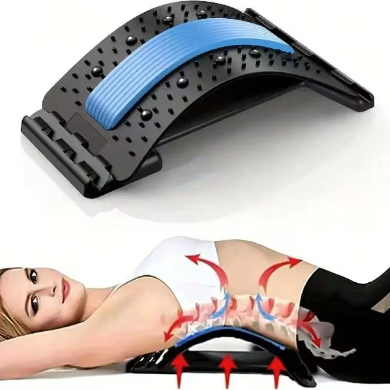 4-Level Adjustable Back Stretcher And Posture Corrector. Ergonomic Lumbar Support with Massage Function, Safety Grip, Suitable for Upper And Lower Back, Office, Car, Home Use, Back Stretcher, Posture Correction, Durable Construction