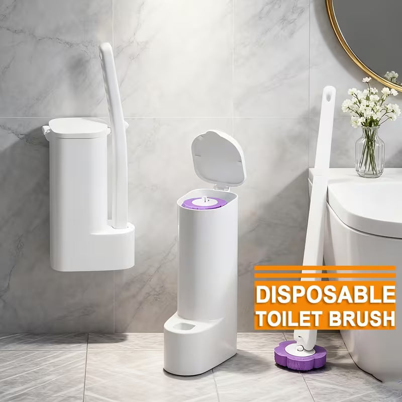 Disposable Toilet Brush with Replaceable Heads | Modern Plastic Toilet and Detail Crevice Scrubbing Brush Set, Suitable for Cleaning Toilet Corners, Window Grooves, Door Tracks, and Keyboards
