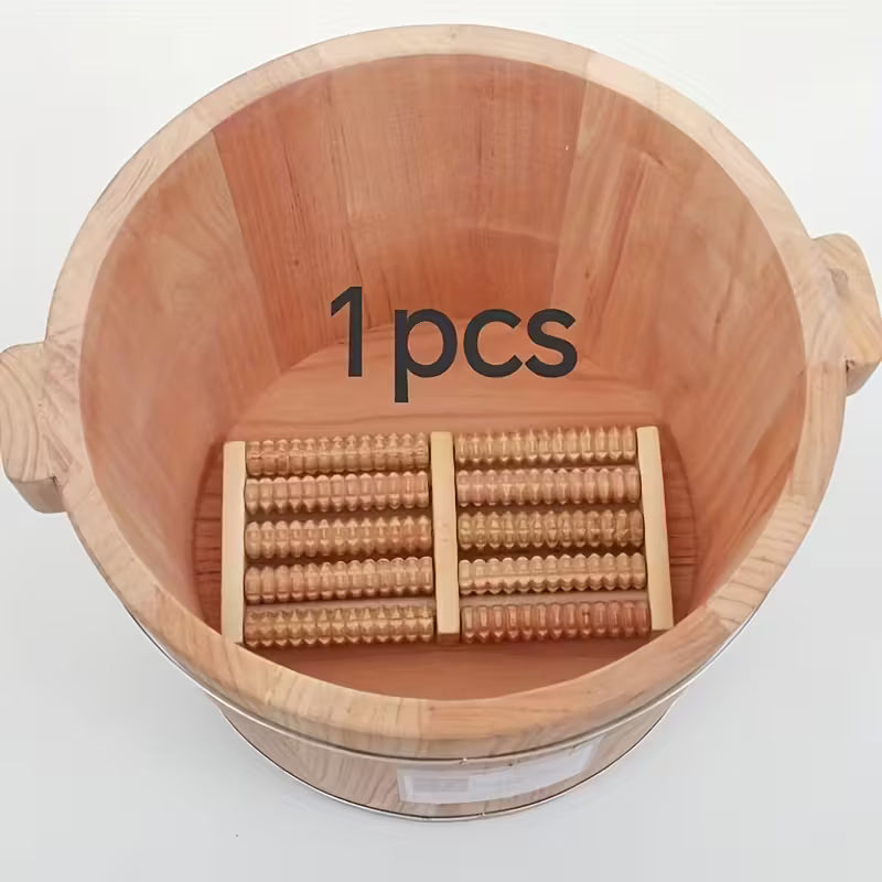 Wooden Foot Massager with Roller - Dual Control Design, Suitable for Family Use, Ideal for All Seasons