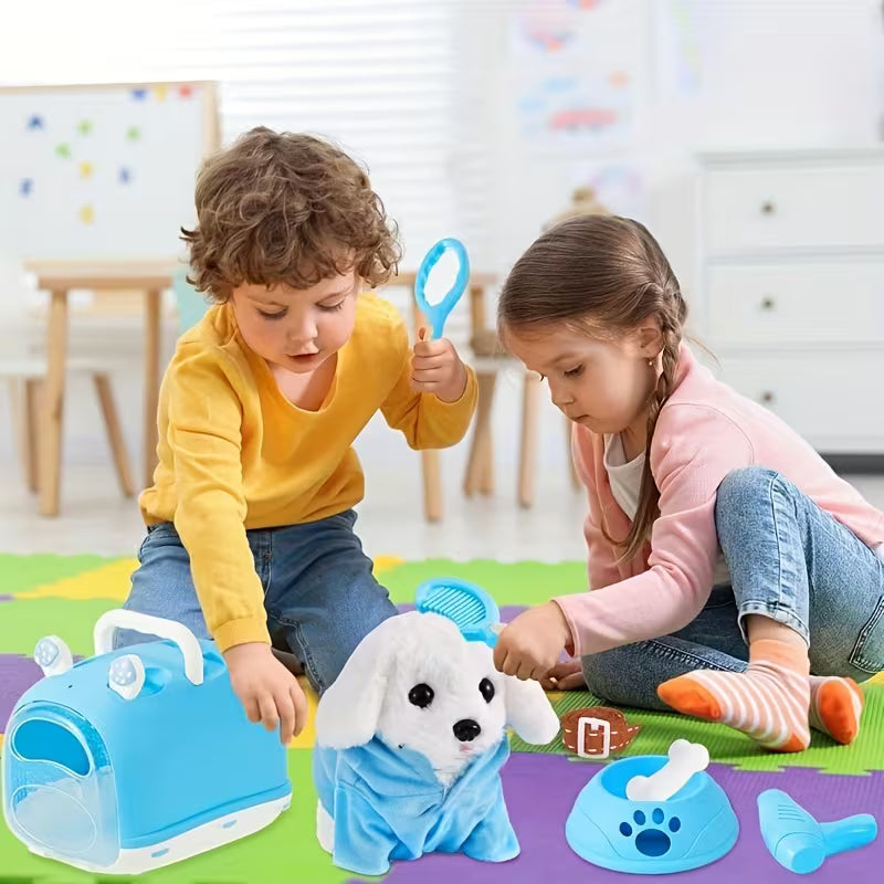 The New Simulation Machine Dog Puppy Interacts Like a Real Electronic Dog And Is Suitable for Children to Play With. Interactive Toys That Can Walk And Make Sounds. The Special Edition Comes with a Drawstring And a Cute Bow Tie. Ideal Birthday Gift