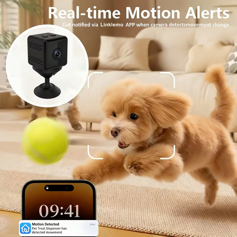 2K Mini Wireless Security Camera with 2.4G Wifi And Night Vision, Continuous Video Recording, Magnetic Mount Home Security Camera - Indoor Surveillance for Baby/Pet Monitoring, Usb/Battery Powered Compact Design, SD Card/Cloud Storage