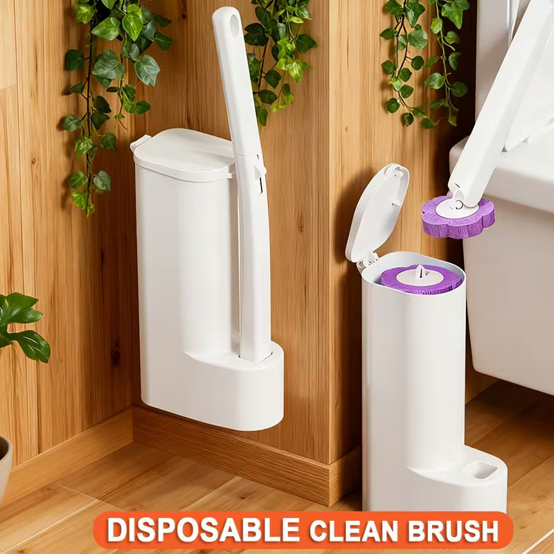 Disposable Toilet Brush with Replaceable Heads | Modern Plastic Toilet and Detail Crevice Scrubbing Brush Set, Suitable for Cleaning Toilet Corners, Window Grooves, Door Tracks, and Keyboards