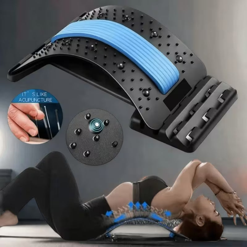 4-Level Adjustable Back Stretcher And Posture Corrector. Ergonomic Lumbar Support with Massage Function, Safety Grip, Suitable for Upper And Lower Back, Office, Car, Home Use, Back Stretcher, Posture Correction, Durable Construction