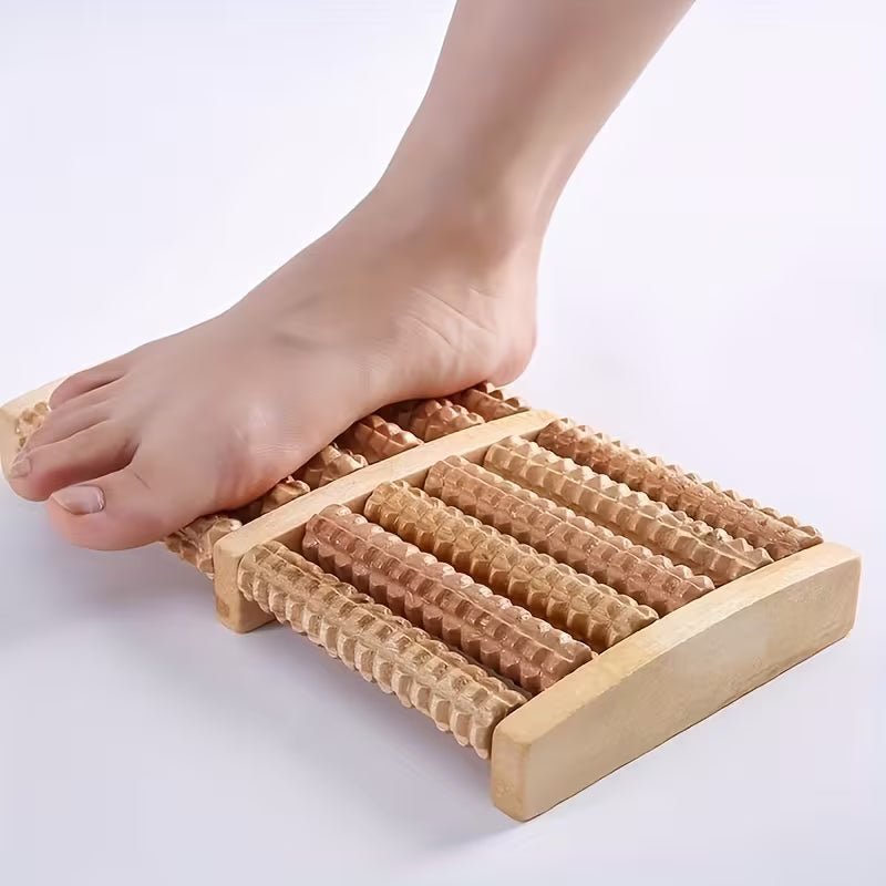 Wooden Foot Massager with Roller - Dual Control Design, Suitable for Family Use, Ideal for All Seasons