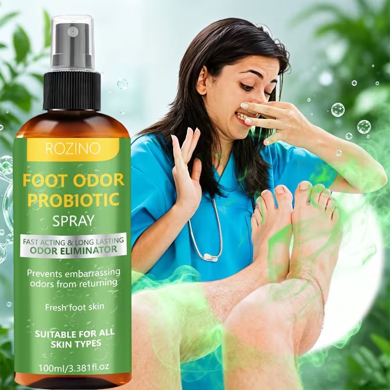 3.38oz Foot Deodorant Probiotic Spray, Fast-acting and Long-lasting Deodorant That Prevents Embarrassing Odors from Reappearing. Suitable for Stubborn Foot, Sock, and Shoe Odors.