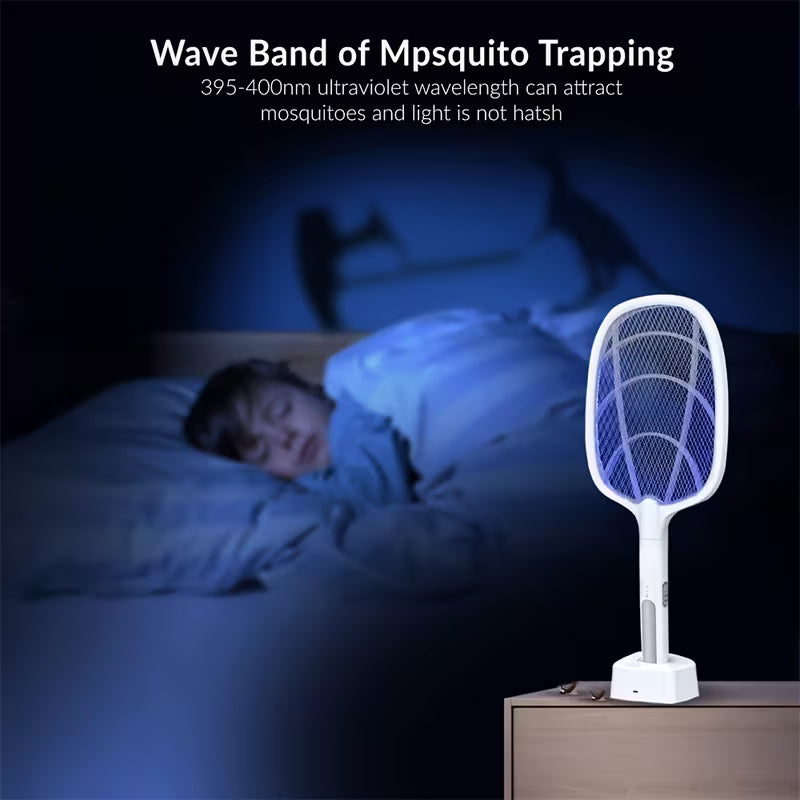 2-In-1, 6-In-1, 1pc Rotating Head Rechargeable Mosquito Swatter with Telescopic Extension Rod, Electric Fly Swatter Racket, Insect Repellent Racket, Indoor Insect And Fly Repellent Device, Insect And Fruit Fly Repellent Device