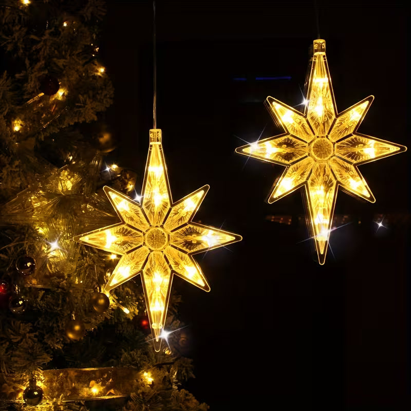 2pcs, Christmas Festival Polaris Suction Cup String Lights, Curtain Lights, Battery Operated, Window Lights, Christmas Decorations, Bedroom Lights, Spring, Summer, Christmas Ornaments, Wedding, Football Theme, New Year 2026, Smart