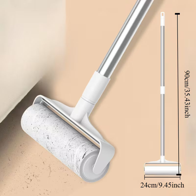 4pcs/set (3 Rolls of Paper+1 Mop Long Handled Hair Remover, Retractable Hair Brush for Clothing, Household Floor Cleaning Tool for Cat Hair, Pet Hair Removal Roller, Sofa Carpet Dust Roller, Cleaning Tool