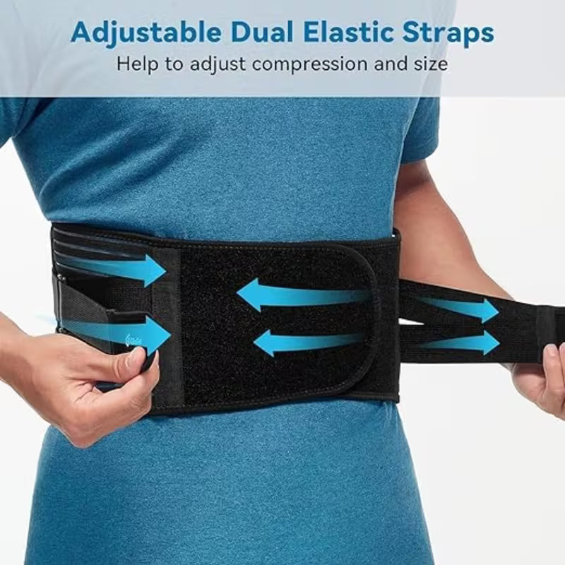 3D Adjustable Lumbar Support Back Brace with Straps And Posture - Heavy-Duty Belt for Lower Back, with Back Support Straps, Stabilization - Grade for Men And Women (Daily Use, Gym) - Ideal for And Outdoor, Holiday Gifts