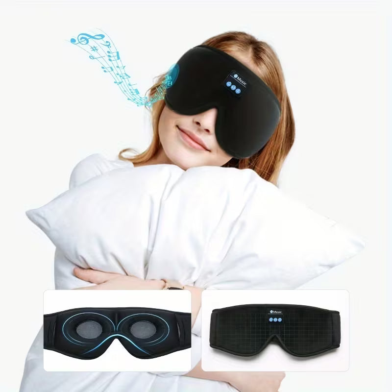 Wireless 3D Stereo Sleep Eye Mask Headphones Music Soft Light Blocking Sleeping Memory Foam Travel Relaxation Valentine's Day Gift for Women and Men