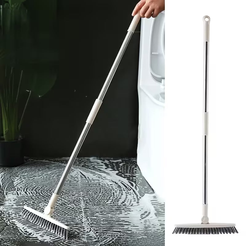 Household Long-handle Stiff Bristle Brush Set, Ideal for Cleaning Floors in Bathrooms, Restrooms, Living Rooms, Bedrooms, and Kitchens, Effectively Reaching Hard-to-reach Areas Such as Tile Grout. Comes with a Hook