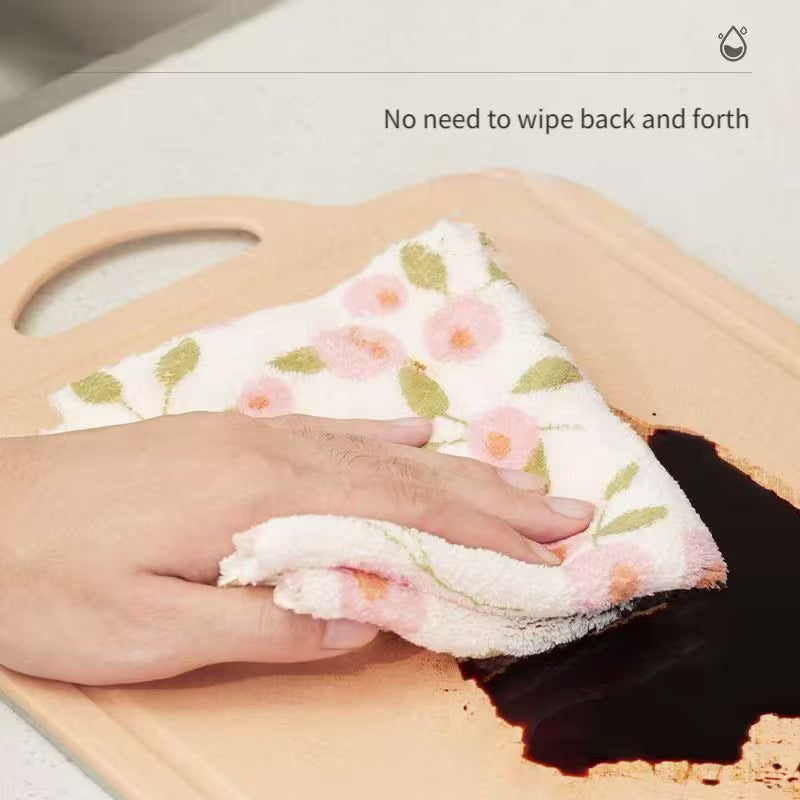 7 Coral Cleaning Cloths - Highly Absorbent and Quick-Drying Towels, Soft Multi-Purpose for Kitchen, Bathroom, Glass, Car, and Wet Wipes - Pink and Golden Coral Pattern, Coral Cloths Suitable for 40 to 80 Holidays
