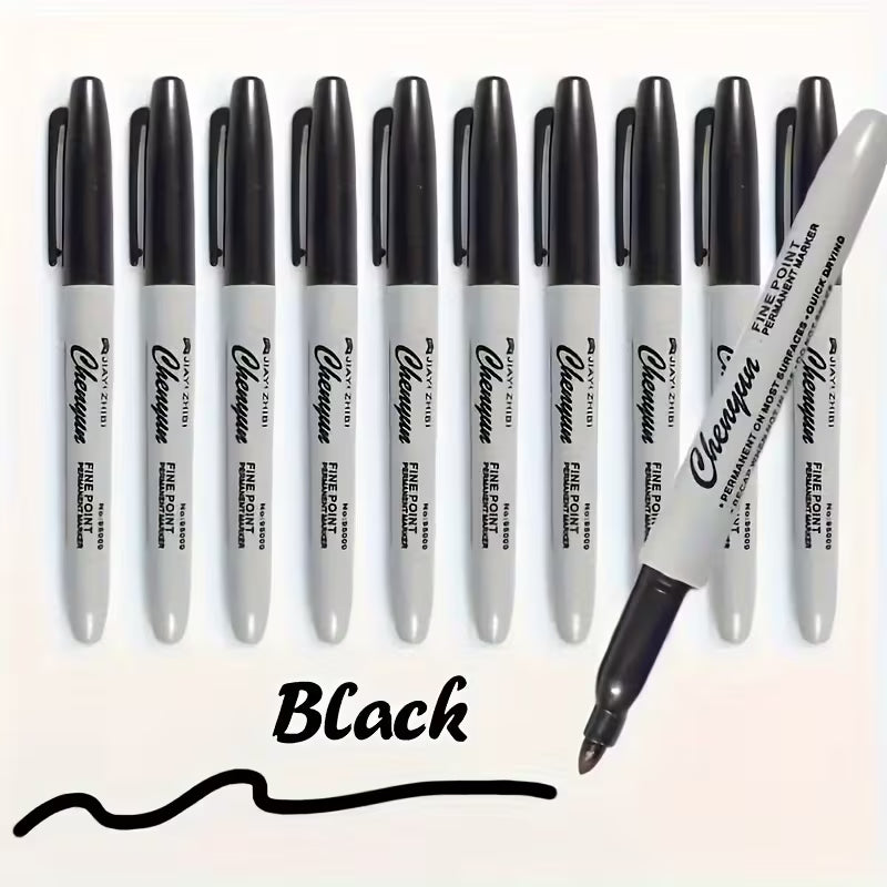 3/6pcs Fine Point Permanent Markers - Quick Drying 1Mm Fine Tip, Black Ink for Office, School, Art, Labeling - Suitable for Professionals, Students, Gift Wrapping - Durable Permanent Markers, School Supplies, Fashion Design