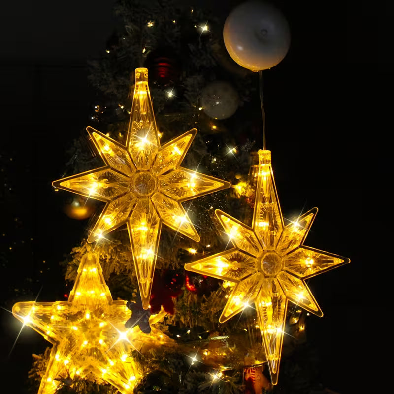 2pcs, Christmas Festival Polaris Suction Cup String Lights, Curtain Lights, Battery Operated, Window Lights, Christmas Decorations, Bedroom Lights, Spring, Summer, Christmas Ornaments, Wedding, Football Theme, New Year 2026, Smart