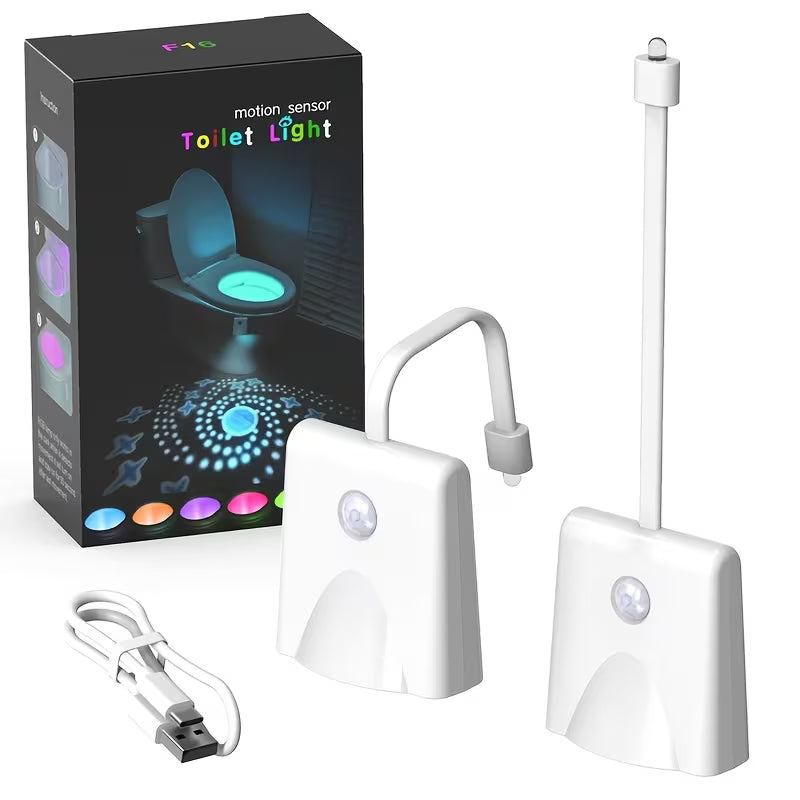 Shenzhi Tech Toilet Night Light, LED Toilet Light with Motion Sensor, 7 Color RGB Changing, Easy to Install USB Rechargeable Bathroom Night Lamp for Safe Late Night Visits