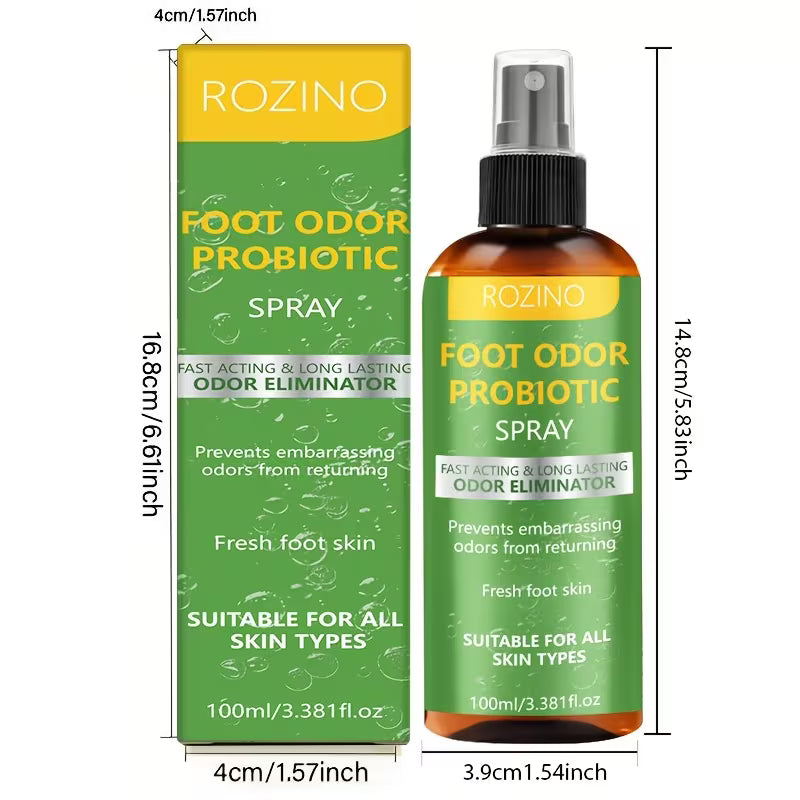 3.38oz Foot Deodorant Probiotic Spray, Fast-acting and Long-lasting Deodorant That Prevents Embarrassing Odors from Reappearing. Suitable for Stubborn Foot, Sock, and Shoe Odors.