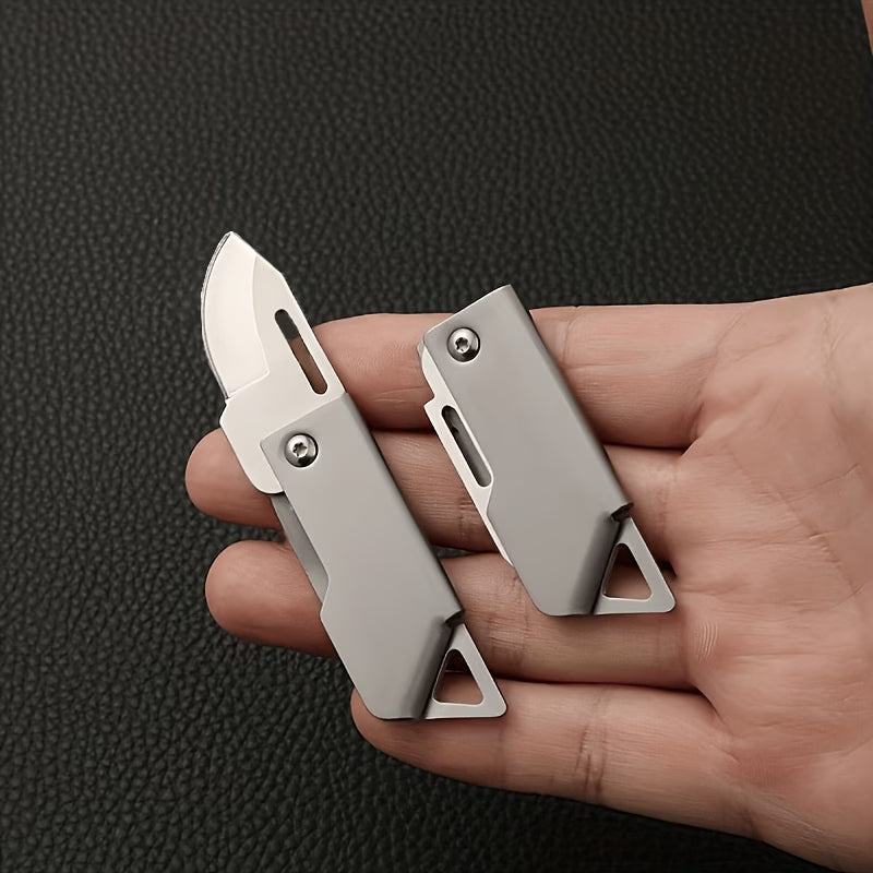 Retractable Utility Knife | Box Cutter | Pocket Folding Knife - D2 Blade, Compact & Lightweight for Office, Craft, Outdoor - Flat Edge, Ambidextrous, Keychain Accessory