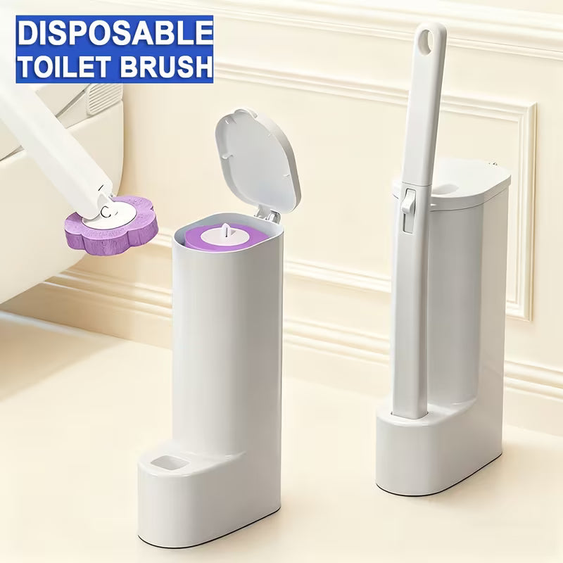 Disposable Toilet Brush with Replaceable Heads | Modern Plastic Toilet and Detail Crevice Scrubbing Brush Set, Suitable for Cleaning Toilet Corners, Window Grooves, Door Tracks, and Keyboards