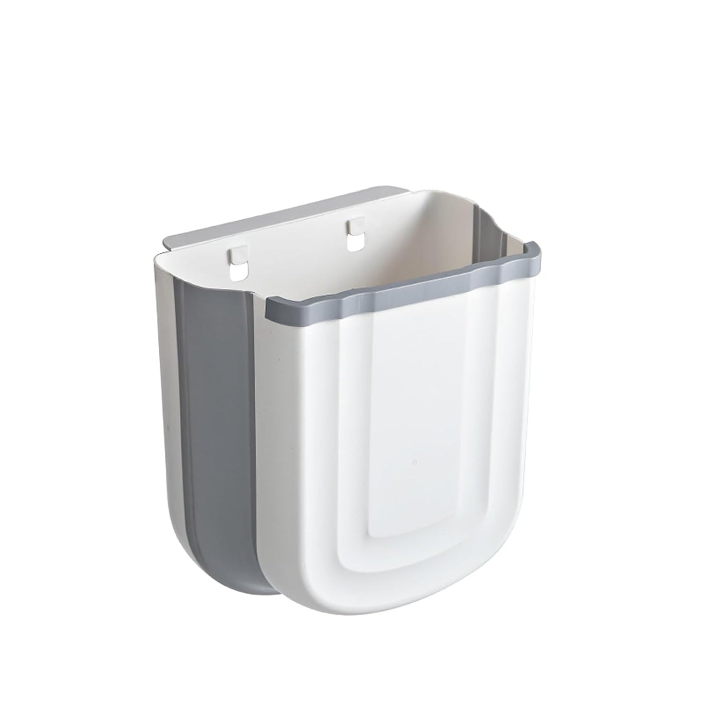 Wall Mounted Foldable Trash Can for Kitchen Cabinet - 2.4 Gallon Hanging Small Waste Bin,Plastic Collapsible Garbage Can for Bathroom, Bedroom Counter (Grey)
