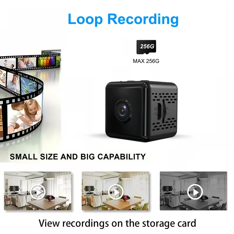 2K Mini Wireless Security Camera with 2.4G Wifi And Night Vision, Continuous Video Recording, Magnetic Mount Home Security Camera - Indoor Surveillance for Baby/Pet Monitoring, Usb/Battery Powered Compact Design, SD Card/Cloud Storage