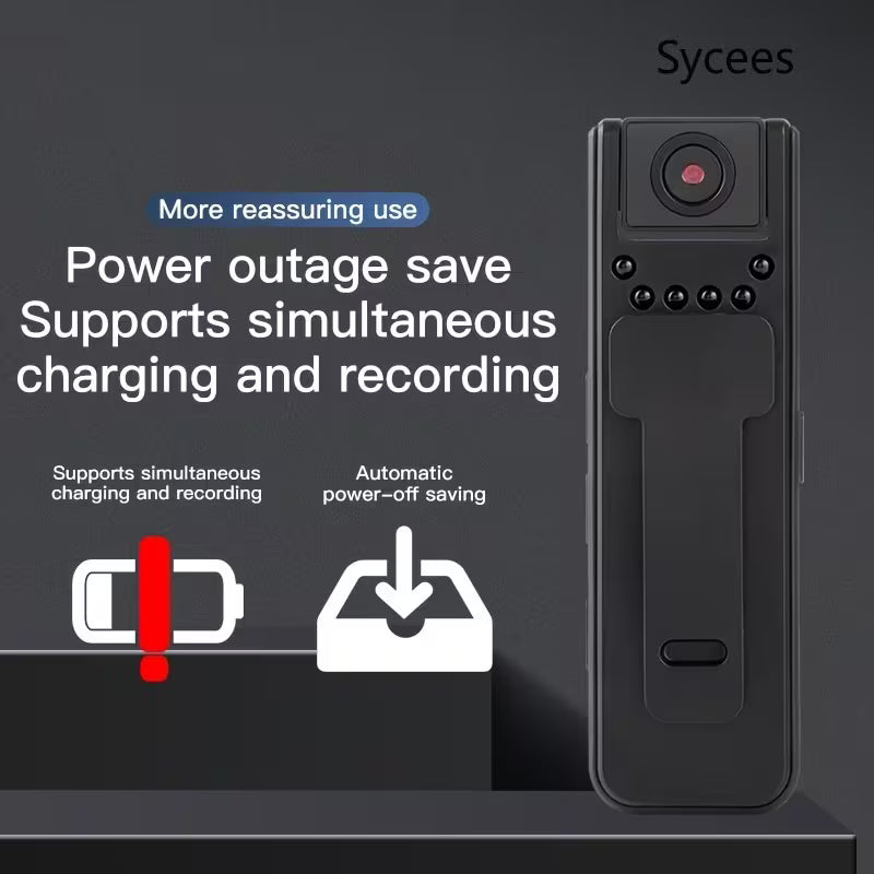 Sycees Motion Detector-1080P Mini Security Camera, 180° Rotating Lens, Infrared Night Vision Motion Detection, Sycees USB Rechargeable Audio Video Recorder for Home Security & Travel