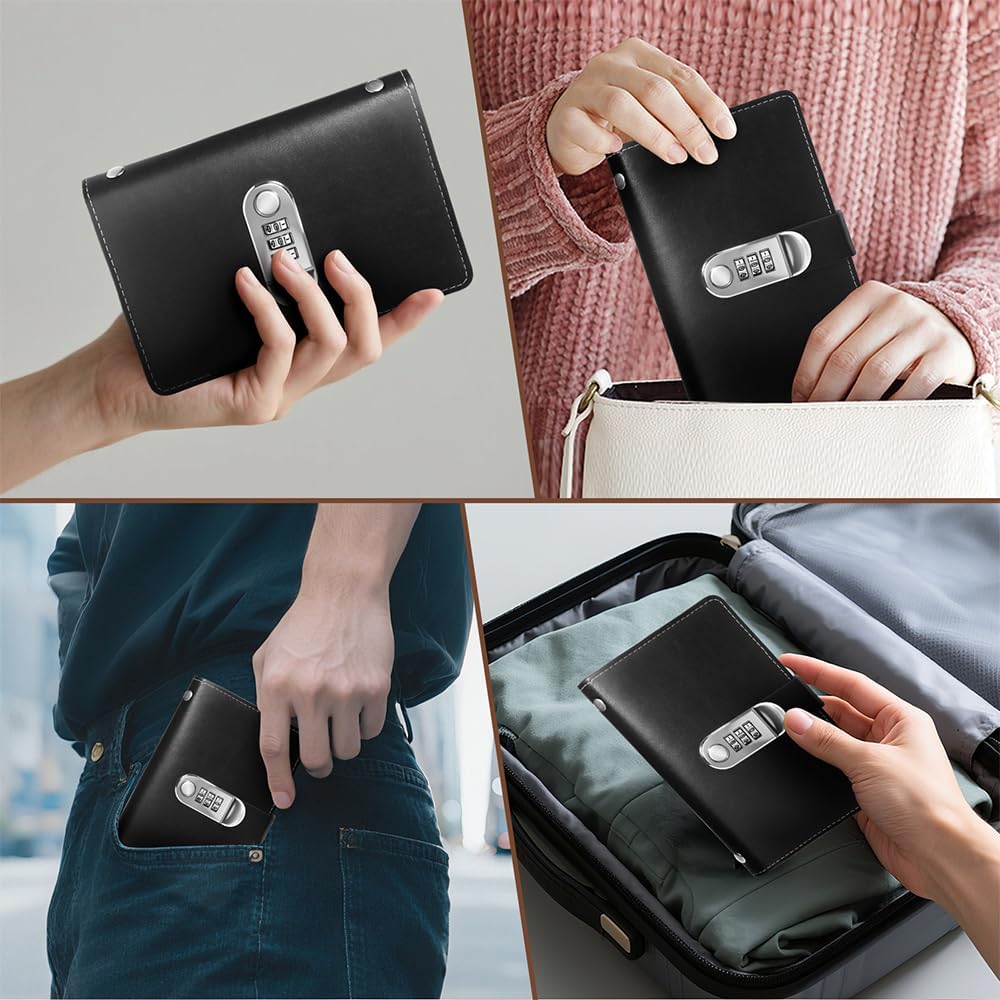 Money Bag with Lock - Locking Bank Bag Purse for Cash, Money Organizer for Cash Black