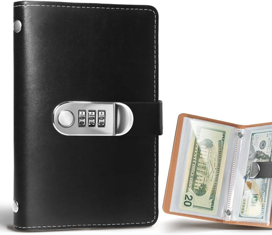 Money Bag with Lock - Locking Bank Bag Purse for Cash, Money Organizer for Cash Black